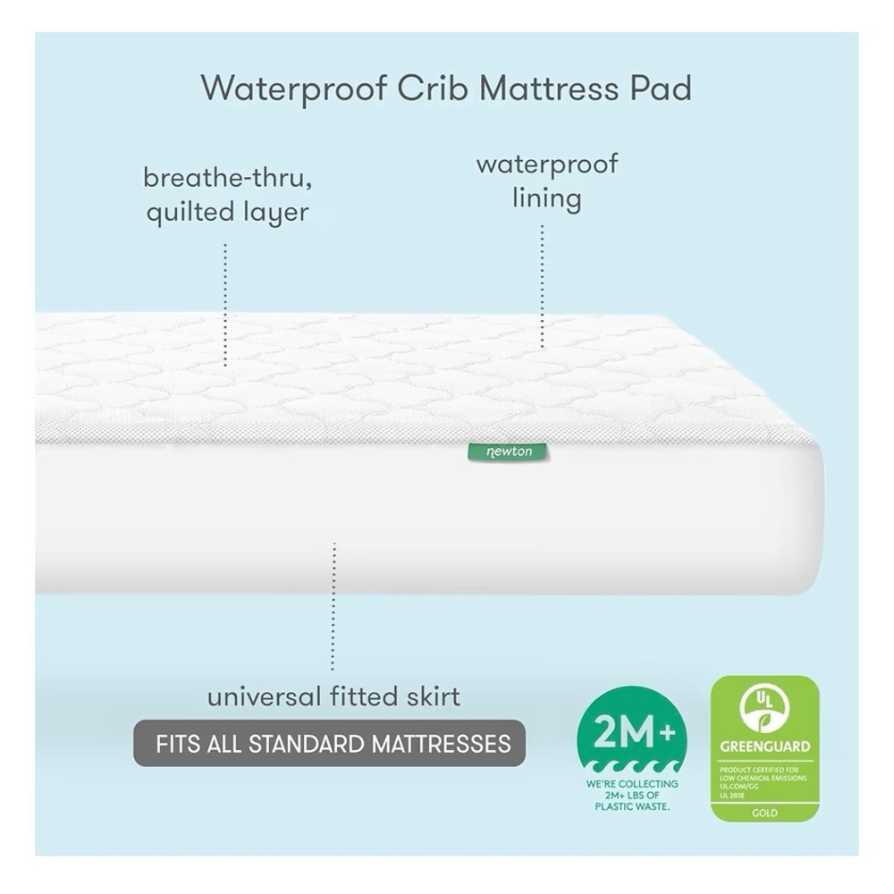 Newton Waterproof Crib Mattress Pad Breathable Protector - NEW - Picture 5 of 7